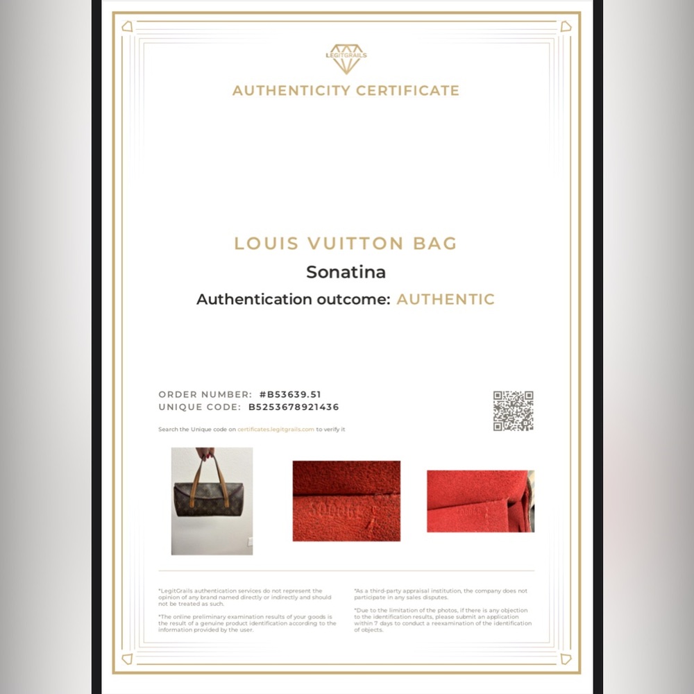 Louis Vuitton Sonatine Handbag Monogram COA - Picture 9 of 9